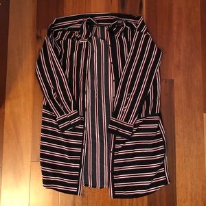 Striped long button up shirt